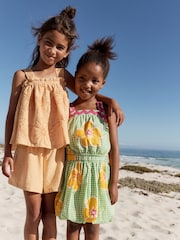 Green Check 100% Cotton Ric Rac Trim Top and Skirt Set (3-16yrs) - Image 6 of 11