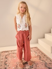 White 100% Cotton Embroidered Blouse (3-16yrs) - Image 2 of 8