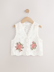 White 100% Cotton Embroidered Blouse (3-16yrs) - Image 5 of 8