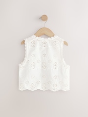 White 100% Cotton Embroidered Blouse (3-16yrs) - Image 6 of 8