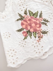 White 100% Cotton Embroidered Blouse (3-16yrs) - Image 7 of 8