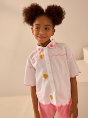 White Embroidered 100% Cotton Shirt (3-16yrs) - Image 1 of 5