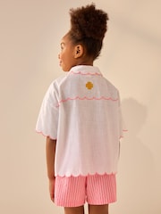 White Embroidered 100% Cotton Shirt (3-16yrs) - Image 4 of 5