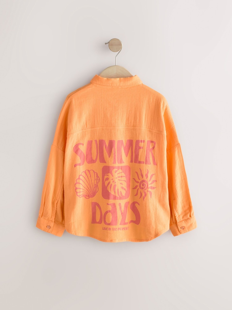 Soft Orange Printed 100% Cotton Shirt (3-16yrs) - Image 6 of 8