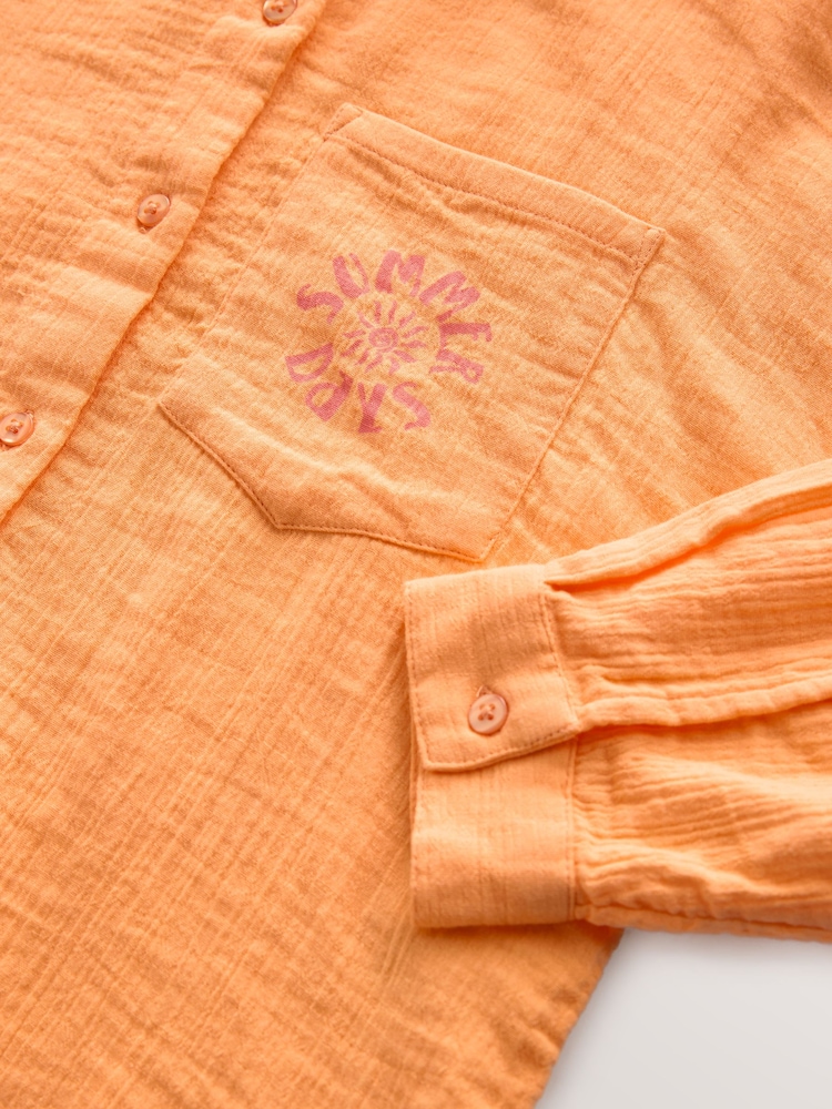 Soft Orange Printed 100% Cotton Shirt (3-16yrs) - Image 7 of 8