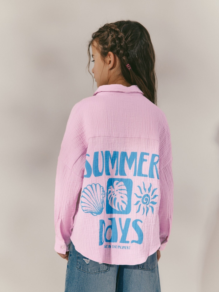 Pink Printed 100% Cotton Shirt (3-16yrs) - Image 1 of 9