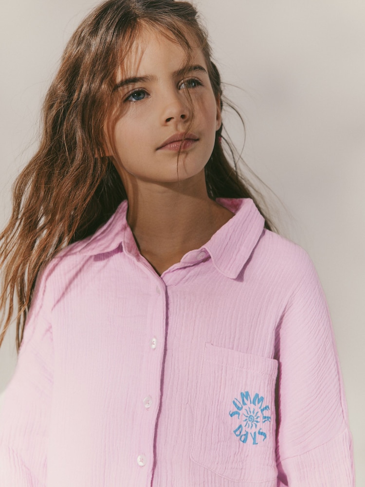Pink Printed 100% Cotton Shirt (3-16yrs) - Image 3 of 9