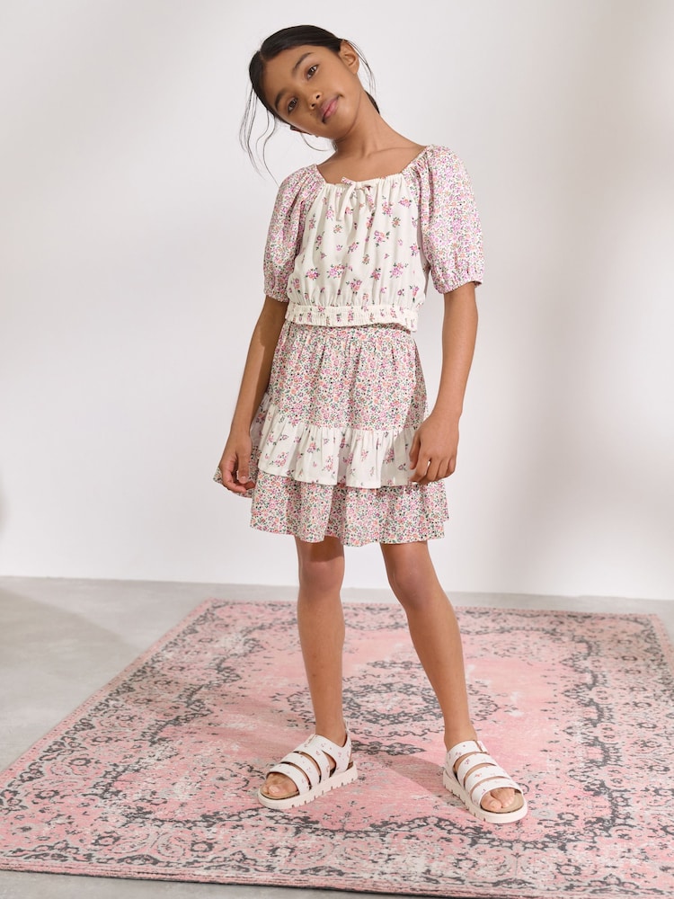 Pink Ditsy Top and Skirt Set (3-16yrs) - Image 1 of 4