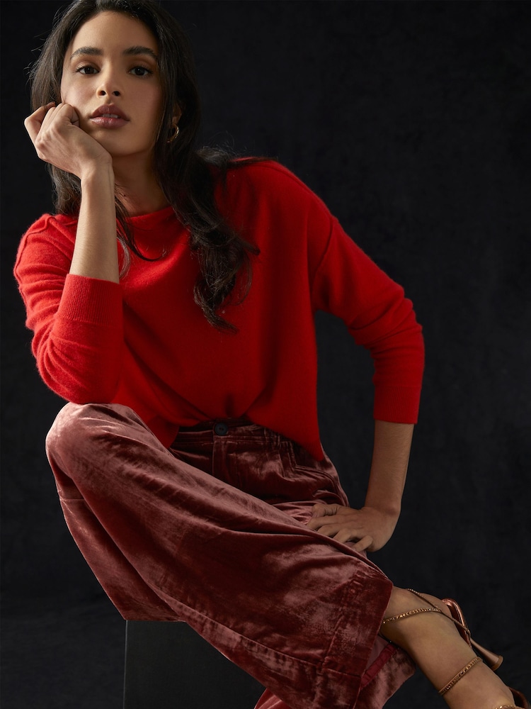 Anthropologie Red Alani Cashmere Mock Neck Jumper - Image 2 of 5 Anthropologie Red Alani Cashmere Mock Neck Jumper - Image 2 of 5