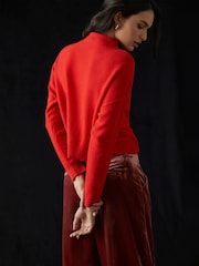 Anthropologie Red Alani Cashmere Mock Neck Jumper - Image 3 of 5