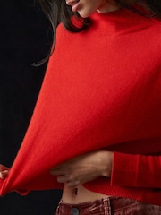 Anthropologie Red Alani Cashmere Mock Neck Jumper - Image 4 of 5