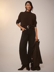 Anthropologie Dark Brown Alani Cashmere Mock Neck Jumper - Image 2 of 4