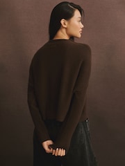 Anthropologie Dark Brown Alani Cashmere Mock Neck Jumper - Image 3 of 4