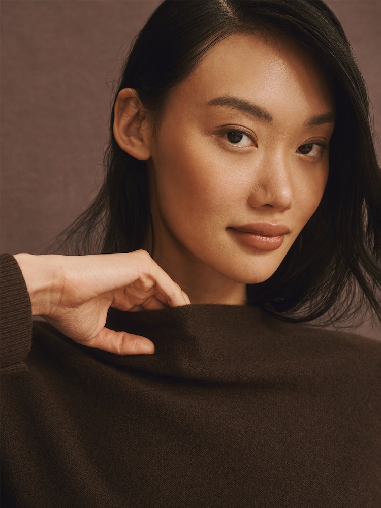 Anthropologie Dark Brown Alani Cashmere Mock Neck Jumper - Image 4 of 4 Anthropologie Dark Brown Alani Cashmere Mock Neck Jumper - Image 4 of 4