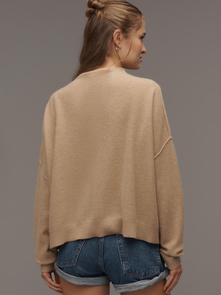 Anthropologie Brown Alani Cashmere Mock Neck Jumper - Image 2 of 4 Anthropologie Brown Alani Cashmere Mock Neck Jumper - Image 2 of 4