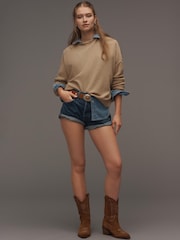 Anthropologie Brown Alani Cashmere Mock Neck Jumper - Image 3 of 4