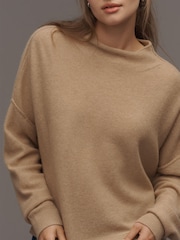 Anthropologie Brown Alani Cashmere Mock Neck Jumper - Image 4 of 4