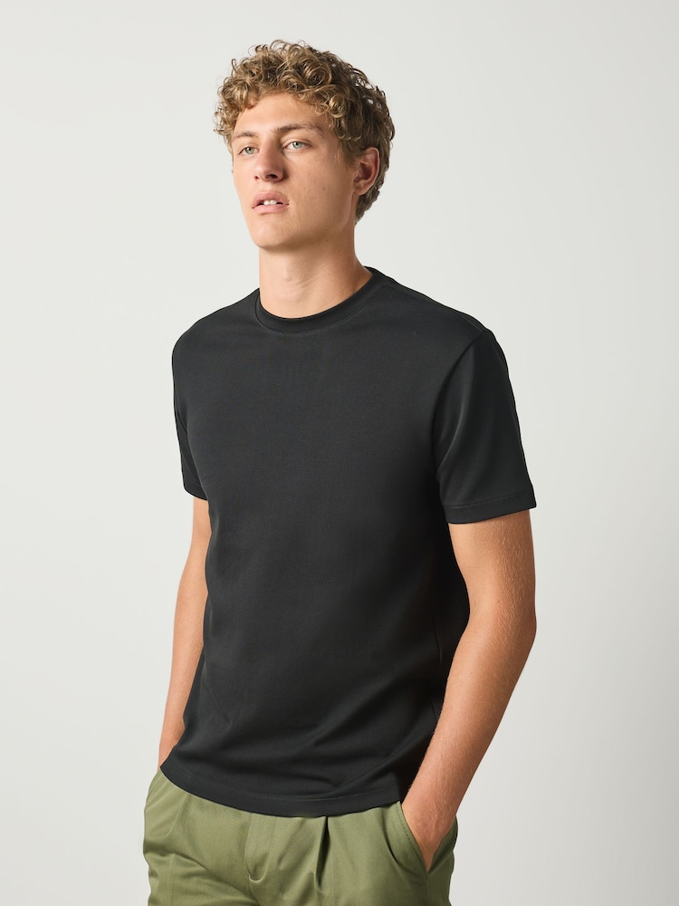 Black Slim Fit Motionflex Soft Heavyweight T-Shirt - Image 1 of 5 Black Slim Fit Motionflex Soft Heavyweight T-Shirt - Image 1 of 5