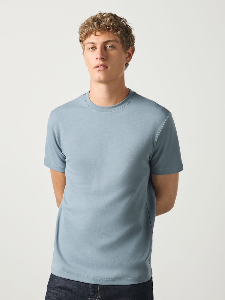 Blue Slim Fit Motionflex Soft Heavyweight T-Shirt - Image 1 of 4 Blue Slim Fit Motionflex Soft Heavyweight T-Shirt - Image 1 of 4