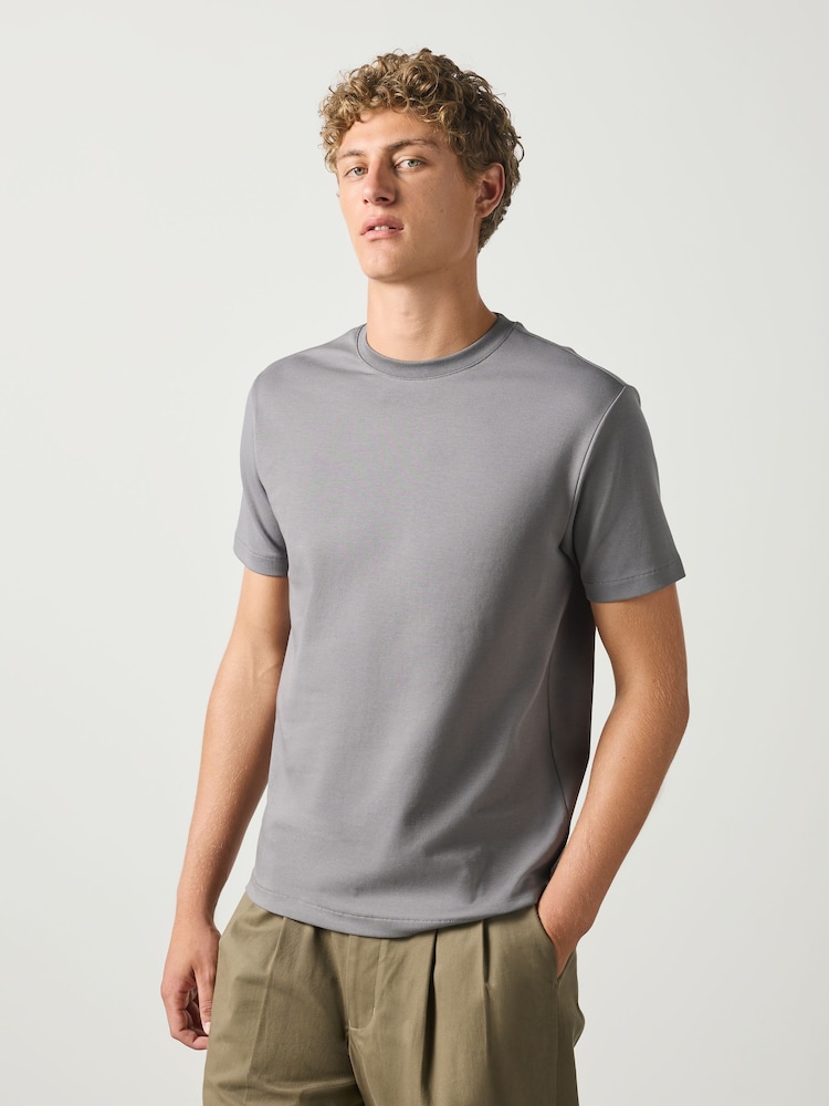 Grey Slim Fit Motionflex Soft Heavyweight T-Shirt - Image 2 of 4 Grey Slim Fit Motionflex Soft Heavyweight T-Shirt - Image 2 of 4