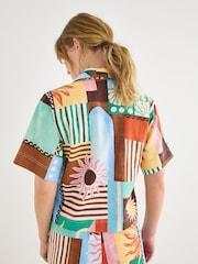 Oliver Bonas Green Print Short Sleeve Shirt - Image 2 of 7