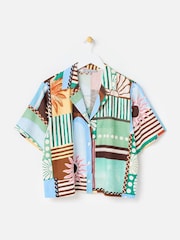 Oliver Bonas Green Print Short Sleeve Shirt - Image 3 of 7