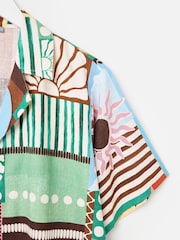 Oliver Bonas Green Print Short Sleeve Shirt - Image 6 of 7