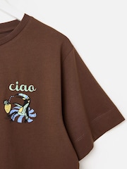 Oliver Bonas Brown Ciao Toucan Graphic T-Shirt - Image 5 of 7