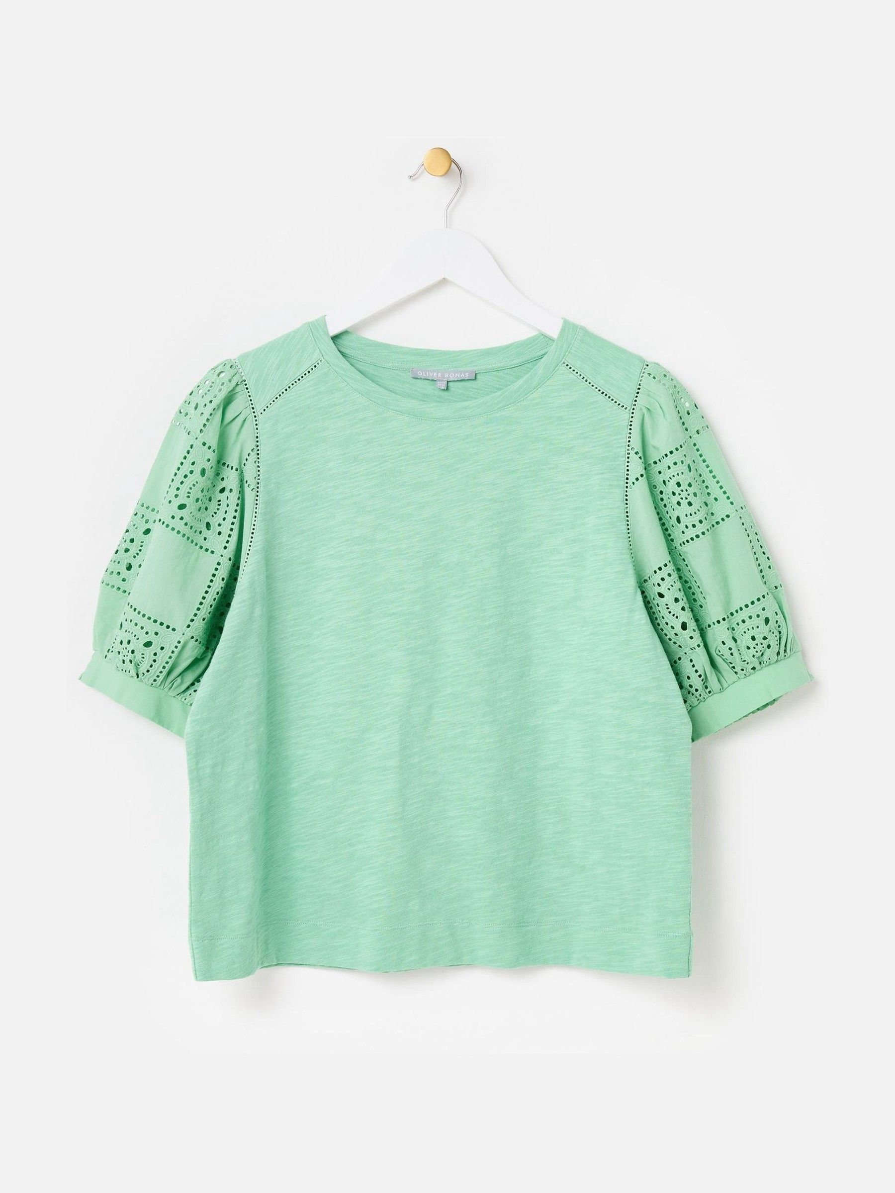 Buy Green - Oliver Bonas Embroidered Puff Sleeve Top from Next Japan