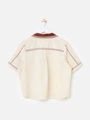 Oliver Bonas Cream Embroidered Short Sleeve Shirt - Image 4 of 7