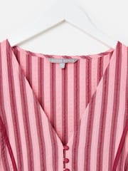 Oliver Bonas Pink Striped Tie Waist Midi Dress - Image 5 of 8