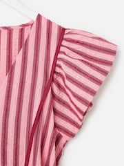 Oliver Bonas Pink Striped Tie Waist Midi Dress - Image 6 of 8