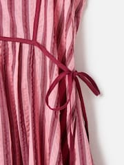 Oliver Bonas Pink Striped Tie Waist Midi Dress - Image 7 of 8