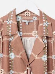 Oliver Bonas Brown Floral Print Short Sleeve Shirt - Image 5 of 7