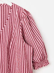 Oliver Bonas Pink Striped Seersucker Puff Sleeve Blouse - Image 6 of 7