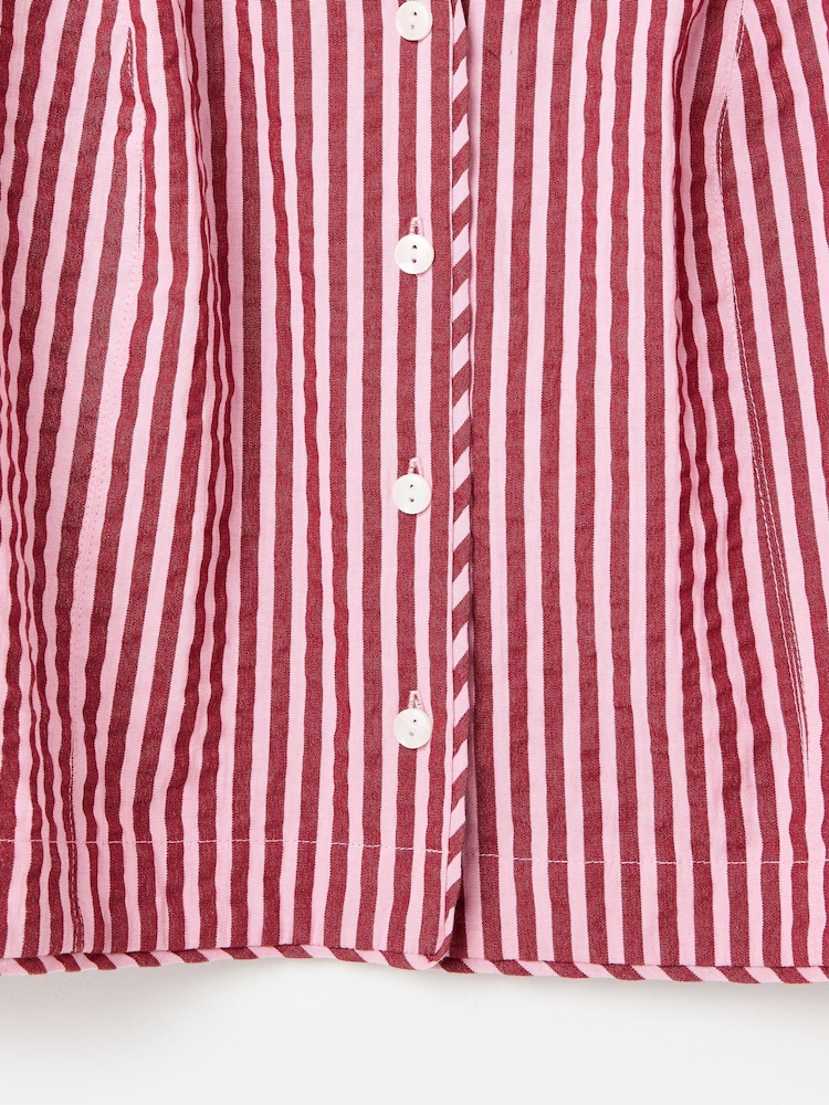 Oliver Bonas Pink Striped Seersucker Puff Sleeve Blouse - Image 7 of 7