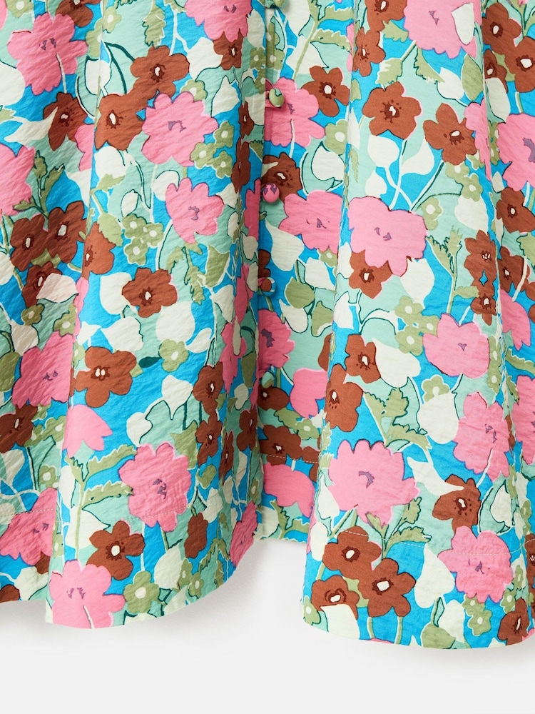 Oliver Bonas Pink Floral V-Neck Puff Sleeve Mini Dress - Image 7 of 7 Oliver Bonas Pink Floral V-Neck Puff Sleeve Mini Dress - Image 7 of 7