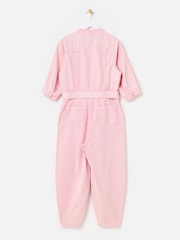 Oliver Bonas Pink Denim Button Up Tie Waist Jumpsuit - Image 4 of 8