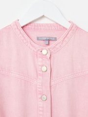 Oliver Bonas Pink Denim Button Up Tie Waist Jumpsuit - Image 5 of 8