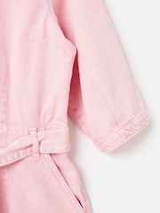 Oliver Bonas Pink Denim Button Up Tie Waist Jumpsuit - Image 7 of 8