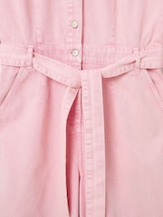 Oliver Bonas Pink Denim Button Up Tie Waist Jumpsuit - Image 8 of 8
