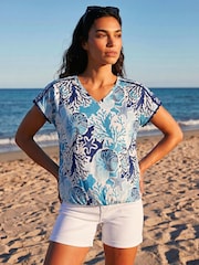 Roman Blue Marine Ric Rac Trim Top - Image 1 of 4