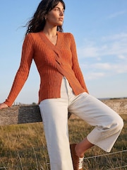 Roman Orange Cable Split Detail Rib Jumper - Image 1 of 4