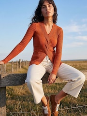 Roman Orange Cable Split Detail Rib Jumper - Image 2 of 4
