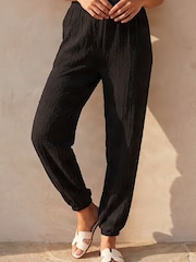 Roman Black Textured Balloon Trousers - Image 2 of 4