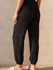 Roman Black Textured Balloon Trousers - Image 3 of 4