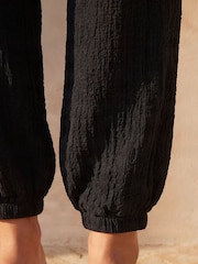 Roman Black Textured Balloon Trousers - Image 4 of 4