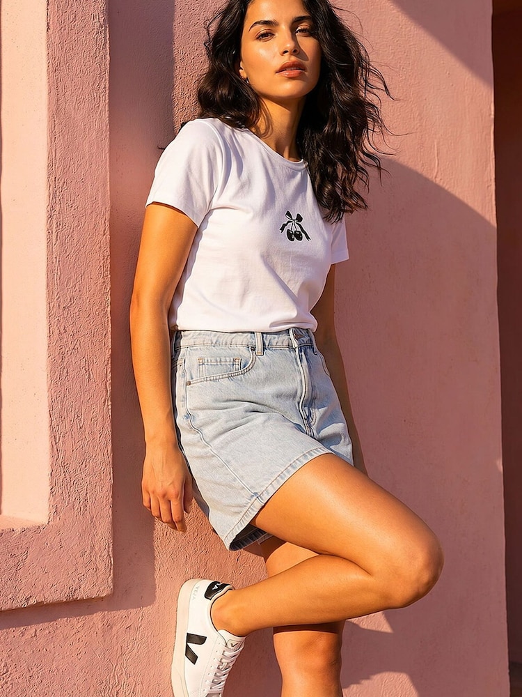 Roman White Cotton Cherry Stretch T-Shirt - Image 1 of 4