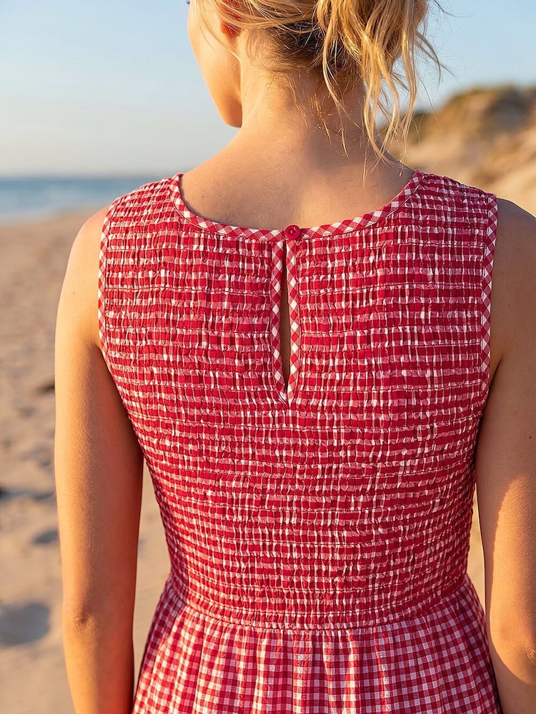 Roman Red Gingham Tiered Midi Dress - Image 4 of 4