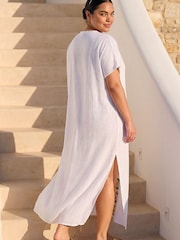 Roman White Curve Crochet Detail Midi Dress - Image 3 of 4